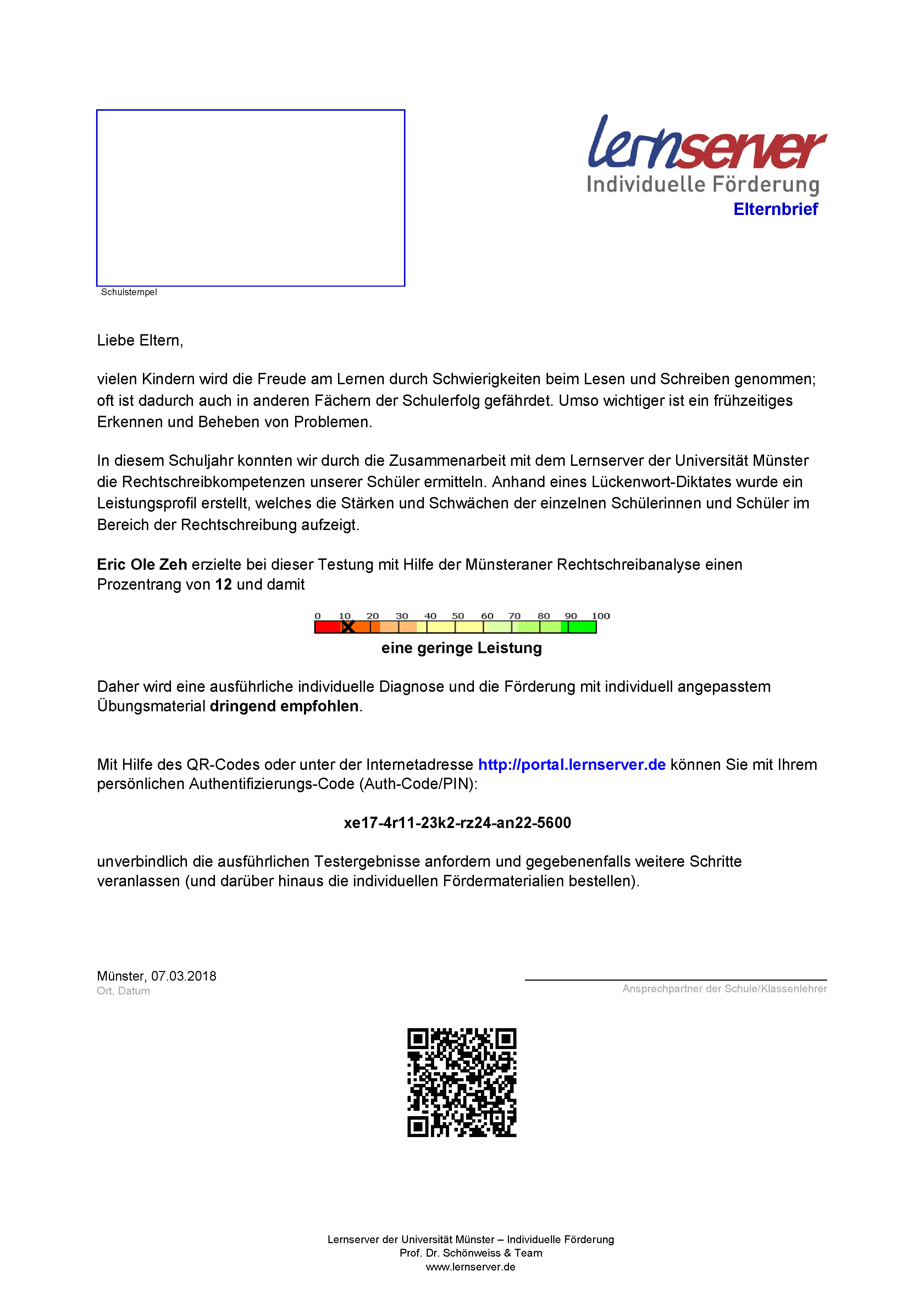 Elternbrief Lernserver Individuelle Forderung